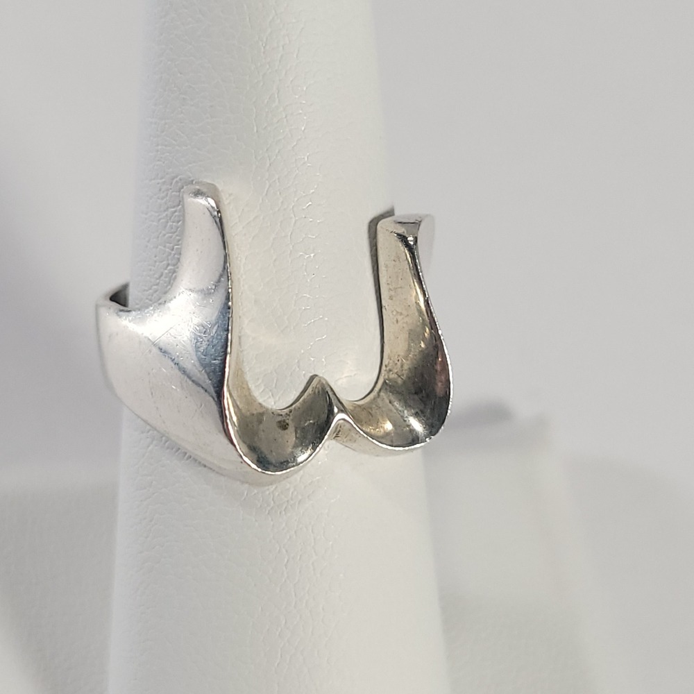 Taxco Sterling Silver Ring Size 7 Modernist Abstract Wavy Statement Mexico 950